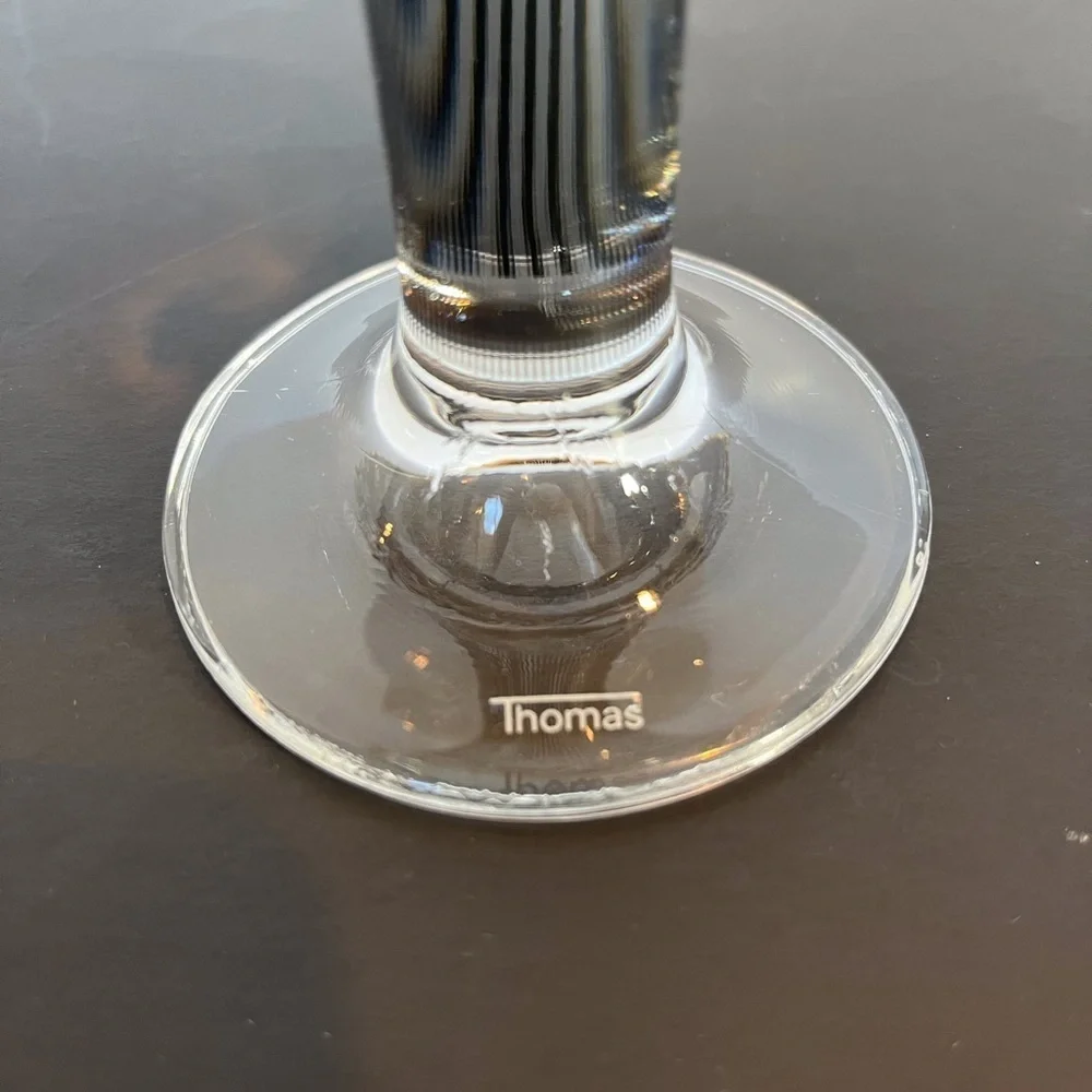 Rare Vintage Thomas Germany, Colonna Graphic Black Stem Crystal Wine Glasses